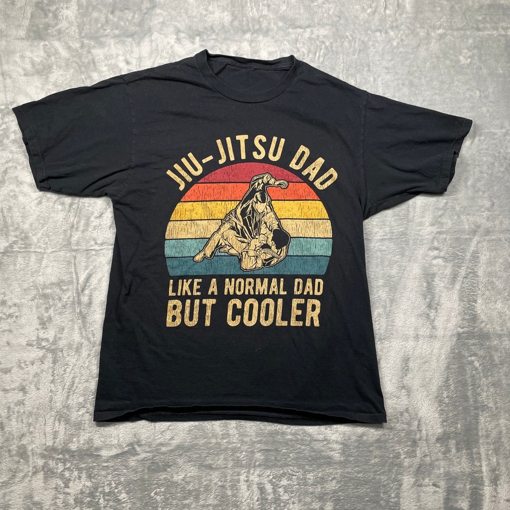 Jiu Jitsu Dad Like A Normal Dad But Cooler Retro Sunset T Shirt Mens Small